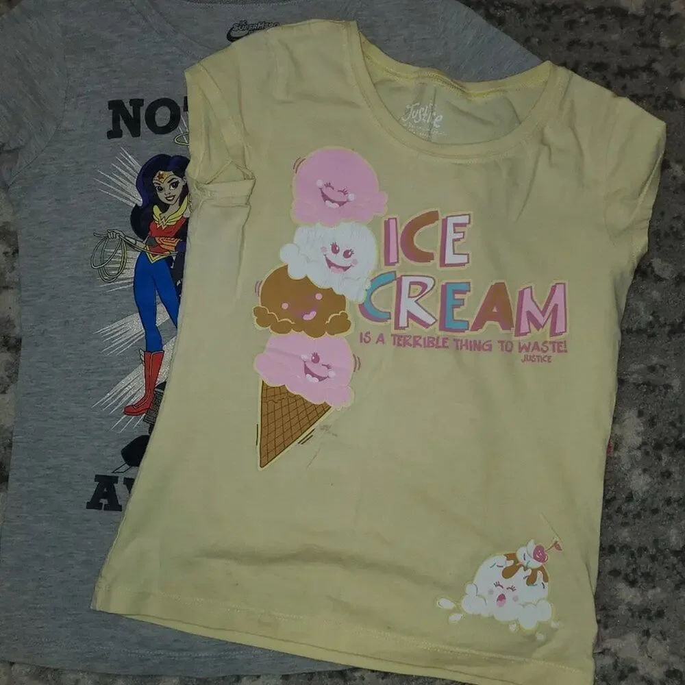 Justice and DC Girls Set of 4 Tops || Large EUC